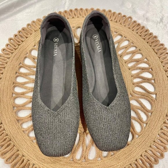 Vivaia Square-Toe V-Cut Flats Margot 2.0 Rich Grey Size EU 41.5 - Picture 4 of 11